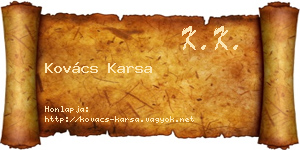 Kovács Karsa névjegykártya
